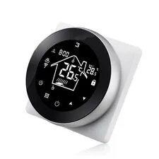 Donolux DTEF12-WiFi Термостат с датчиком пола, программируемый с Wi-Fi , 86*86 мм. 16 A, круглый , черное стекло