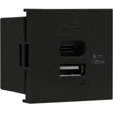 Donolux DUSB4200ANF USB зарядное устройство, 4.2A , Type A + C, 2 мод., черн. матовая (45х45мм)