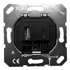 Donolux DUSB3100ANCF USB зарядное устройство, 3.1A тип A:max 18W,тип С:max 32W, черный, серия DUSB