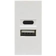 Donolux DUSB2100WCF USB зарядное устройство, 2.1A, Type A + C, 1 мод., бел. (22.5х45мм)