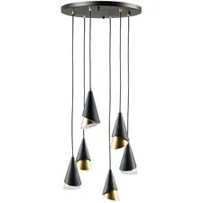 Lightstar 757060 Люстра CONE 6х40W E14 ЧЕРНЫЙ /ЗОЛОТО
