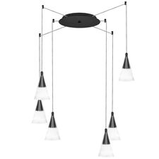Lightstar 757067 Люстра CONE 6х40W GU10 ЧЕРНЫЙ МАТОВ/ПРОЗРАЧНО-МАТОВЫЙ