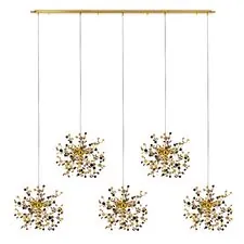 Lightstar L5PL721132 Подвес пятерной линейный EXTRA 5x3x5W(led) G9  (721132 - 5 + 572162 -1) ЗОЛОТО