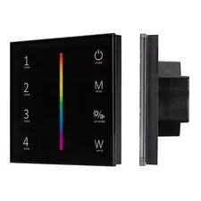 Arlight 033766 Панель SMART-P22-RGBW-G-IN Black (12-24V, 4x3A, Sens, 2,4G) (Arlight, IP20 Пластик, 5 лет) 033766