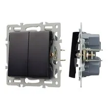 Arlight 043728 Механизм выключателя двухклавишный проходной SWT-MKP2-PL-BK (250V, 16A) (Arlight, -) 043728