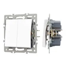 Arlight 043727 Механизм выключателя двухклавишный проходной SWT-MKP2-PL-WH (250V, 16A) (Arlight, -) 043727