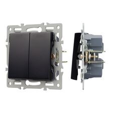 Arlight 043728 Механизм выключателя двухклавишный проходной SWT-MKP2-PL-BK (250V, 16A) (Arlight, -) 043728