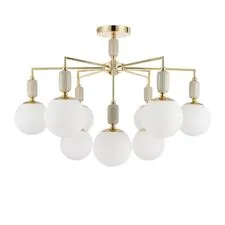 Lumion 1031816; 6580/9C Люстра потолочная CLASSI LN25 54 французское золото, серый/белый металл, керамика/стекло E14 9*40W 220V VIVIEN