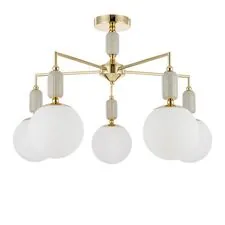 Lumion 1031814; 6580/5C Люстра потолочная CLASSI LN25 53 французское золото, серый/белый металл, керамика/стекло E14 5*40W 220V VIVIEN