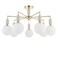 Lumion 1031815; 6580/7C Люстра потолочная CLASSI LN25 54 французское золото, серый/белый металл, керамика/стекло E14 7*40W 220V VIVIEN