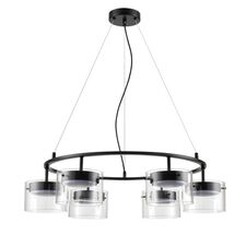 Lumion 48337; 8232/6 Светильник подвесной COMFI LN25 193 черный/прозрачный, металл/стекло LED GX70 6*10W 220V NATALINA