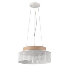 Lumion 47620; 6599/3C Подвесной светильник MODERNI LN25 156 белый/белый, бежевый металл, эко кожа/металл, стекло Е27 3*60W 220V
