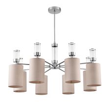 Lumion 47588; 6585/8 Люстра подвесная MODERNI LN25 56 хром/бежевый, металл/текстиль, стекло E14 8*40W 220V ARNIKA
