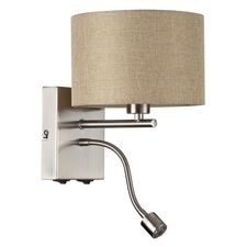 Lumion 48582; 8250/2W Бра MODERNI LN25 никель/бежевый, металл/текстиль Е14 40W+ LED 3W 4000K 220V NIKKI