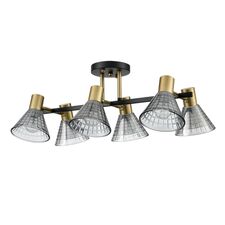 Lumion 47701; 8044/6C Люстра потолочная MODERNI LN25 186 черный, латунь/дымчатый металл/стекло Е14 6*40W 220V ANRIYA