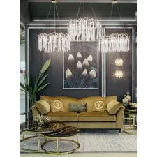 Garda Decor 86-8035/800 Люстра круглая "Капли" d.80*h.50см, шампань