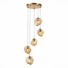 ST LUCE SL1175.303.05 Светильник подвесной ST-Luce Латунь/Янтарный E14 5*40W