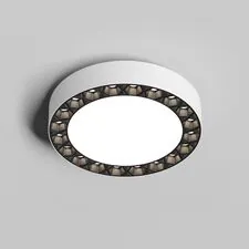 Denkirs DK2840-WB Накладной светильник DUAL 12+12 Вт, LED 4000K, IP 20, d165mm, белый/черный, алюминий/акрил