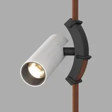 Denkirs DK5547-BW+BK Поворотный светильник для трека-ремня Belty, серия Spot, со светодиодом, D35*L126.5мм, 48V DC, 7W, RA90, 30°, 3000K, IP20, белый с черным, алюминий