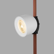 Denkirs DK5541-WH+BK Поворотный светильник для трека-ремня Belty, серия Spot, со светодиодом, D100*H107мм, 48V DC, 12W, RA90, 38°, 3000K, IP20, белый с черным, алюминий
