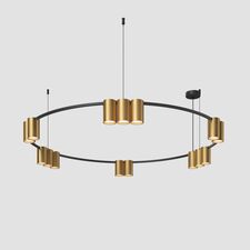 Denkirs DK4067-BK+SG Подвесной светильник ORBIT, IP20, 15xGU10 LED, до 15 Вт, черный + сатинированное золото, алюминий