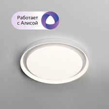 Denkirs DK6516-WH Накладной светильник со встроенным светодиодом, 50W, IP 20, 3000K - 6500K, управление пульт Д/У (в комплекте) и Wi-Fi 2,4 Ггц. Эко система Smart Life, Яндекс.Алиса, белый, металл, полимер