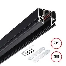 NOVOTECH 135242 SHINO NT24 000 черный Низковольтный шинопровод для монтажа в натяжной потолок 2м IP20 48V FLUM