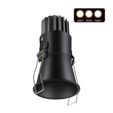 NOVOTECH 358907 SPOT NT22 268 черный Встраиваемый светодиодный светильник с переключателем цветовой температуры IP20 LED 3000К\4000К\6000К 7W 220V LANG