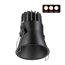 NOVOTECH 358909 SPOT NT22 268 черный Встраиваемый светодиодный светильник с переключателем цветовой температуры IP20 LED 3000К\4000К\6000К 12W 220V LANG