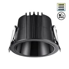 NOVOTECH 359427 SPOT NT24 000 черный Светильник встраиваемый с переключателем цв. температуры IP65 LED 15W 170-265V 3000К\4000К\6000К LANG