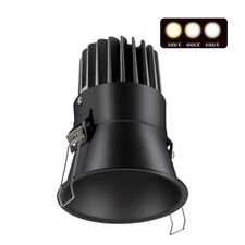 NOVOTECH 358911 SPOT NT22 268 черный Встраиваемый светодиодный светильник с переключателем цветовой температуры IP20 LED 3000К\4000К\6000К 18W 220V LANG