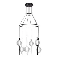 ST LUCE SL6120.403.06 Светильник подвесной Черный/Прозрачное кракелированное стекло LED 6*8,5W 3000K