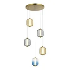 ST LUCE SL1193.303.05 Светильник подвесной Латунь/Янтарный,Дымчатый,Голубой LED 5*10W 3000K