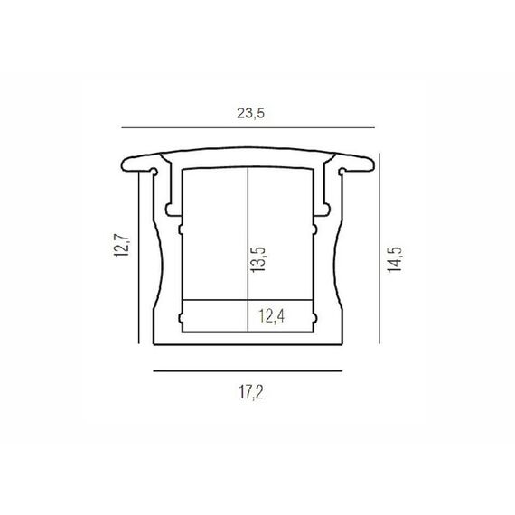 Donolux DN18501RAL9005 Врезной алюминиевый профиль,  23,5х14,5х2000. Цвет: Черный матовый, RAL9005, Серия:DN8ALE, изображение 2