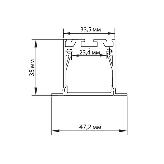 Donolux DN18502RAL9005 Врезной алюминиевый профиль,  47,2х35х2000. Цвет: Черный матовый, RAL9005,Серия:DN8ALE, изображение 2