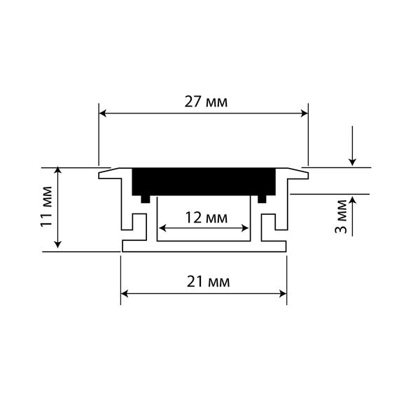 Donolux DN18509RAL9005 Врезной алюминиевый профиль в пол,  27х11х2000. Цвет: Черный матовый, RAL9005,Серия:DN8ALE, изображение 4