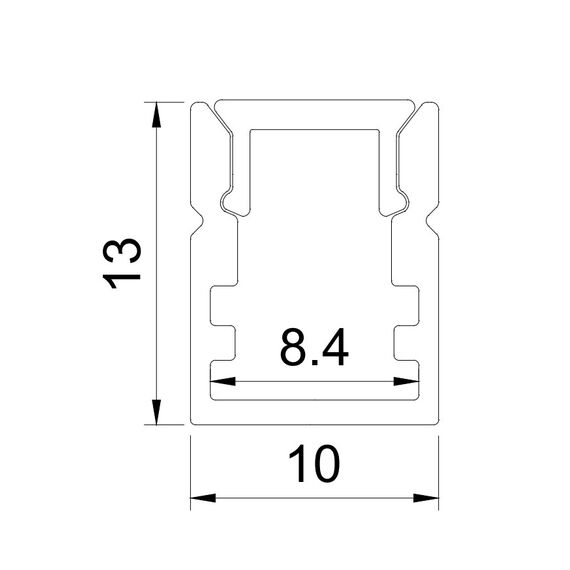 Donolux DN18510RAL9005 Накладной алюминиевый профиль,  10х13х2000. Цвет: Черный матовый, RAL9005,Серия:DN8ALE, изображение 2