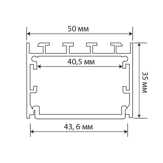 Donolux DN18511RAL9005 Накладной алюминиевый профиль, 50х35х2000. Цвет: Чёрный матовый, RAL9005,Серия:DN8ALE, изображение 2