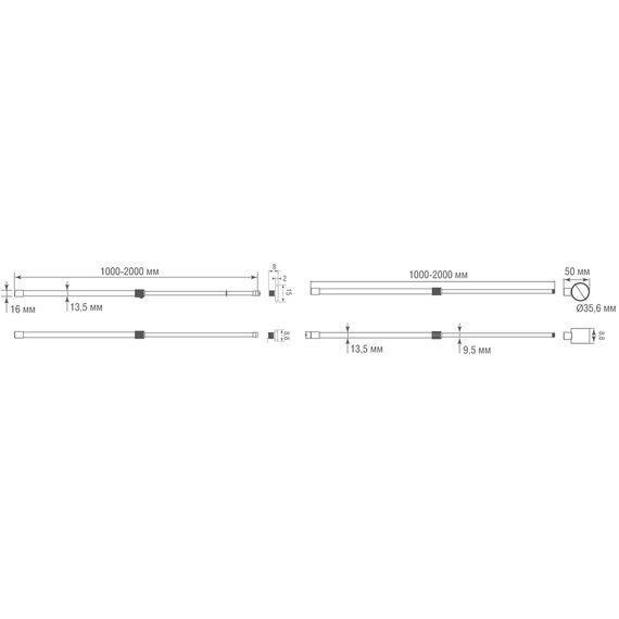 Donolux Stand H2000 for track DLR B Стойка для монтажа шинопровода на потолок, L2000 мм, изображение 4