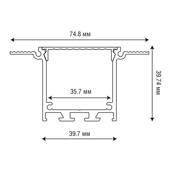 Donolux DN18519H3RAL9003 Встраиваемый алюминиевый профиль под шпаклевку,  40х76х3000. Цвет: Белый матовый, RAL9003,Серия:DN8ALE, изображение 2