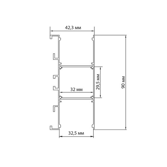 Donolux DN18520RAL9003 Накладной двусторонний алюминиевый профиль, 42,3х90х2000. Цвет: Белый матовый, RAL9003,серия:DN8HF, изображение 3