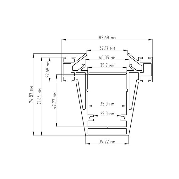 Donolux DN18521RAL9005 Встраиваемый алюминиевый профиль 3в1 под натяжной потолок, 75х82,5х2000. Цвет:Черный,Серия:DN8ALE, изображение 4