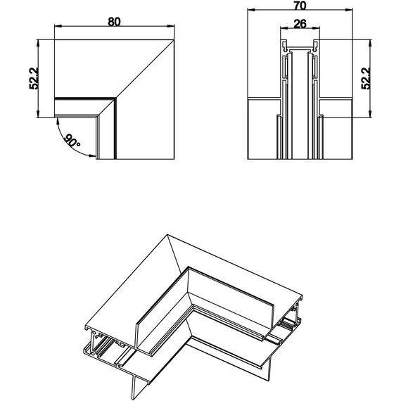 Donolux Inner corner InW Внутренний угол-соединитель для встраиваемого шинопровода, изображение 4