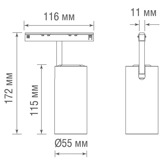 Donolux DL20604WW15B Led светильник Slim Line,  Alpha, DC 48В 15Вт, D55xL115 мм, 1450Лм, 36°, 3000К, недиммируемый, IP20, Ra>90, черный, изображение 5