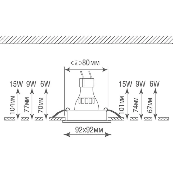 Donolux DL1520SQ1W Светильник встраиваемый, поворотный квадрат, GU10, L92хW92xH60мм, IP20, белый, без лампы, изображение 5