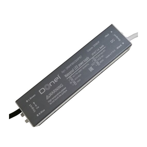 Donolux DNHF60V24IP67 Блок питания для светодиодной ленты 60Вт,DC24В,2.5А, IP67