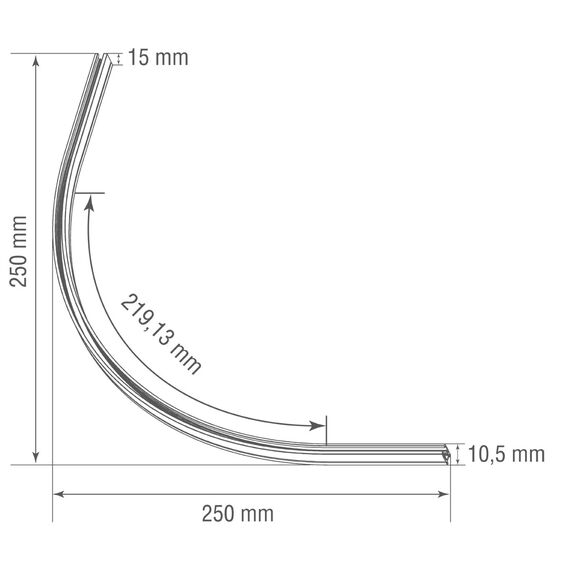 Donolux R corner 300 CB Круглый угол-соединитель для накладного шинопровода Slim Line Mini, R300*L250*H15 мм, черный, изображение 2