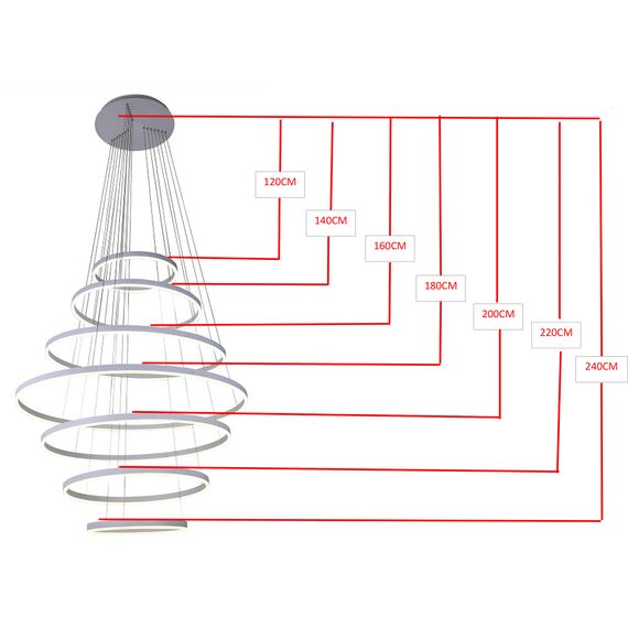 Kink Light 08537,01(4000K) Подвес Тор белый h300 d40+60+80+100+80+60+40 Led 284W (4000K) с пультом ДУ, изображение 2
