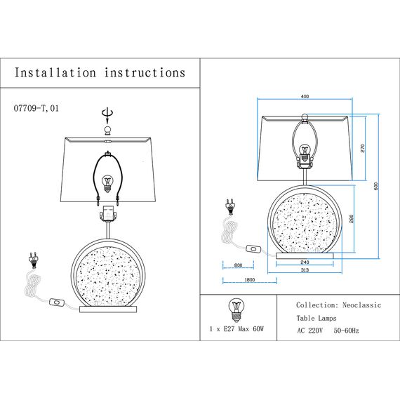 Kink Light 07709-T,01-20(01) Настольная лампа Элин белый/бронза d38 h62 E27 1*40W, изображение 2
