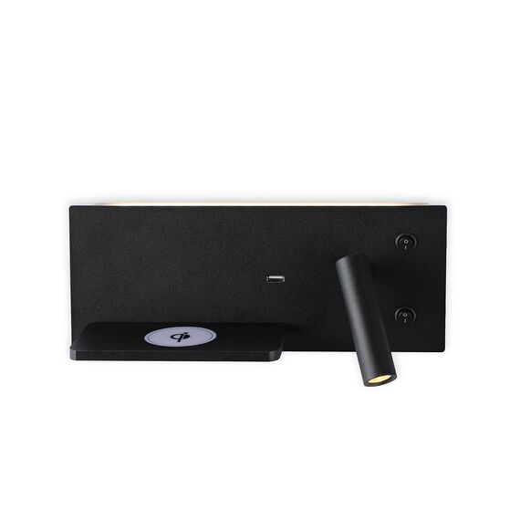 Kink Light 08075L,19 Бра Норти черный (левое) w11*30 h12 Led 3W (3000K), с разъёмом USB, беспроводная зарядка